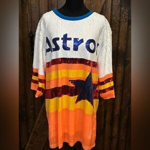 Astros Women’s Sequin Tunic/Dress - White, Orange, and Blue